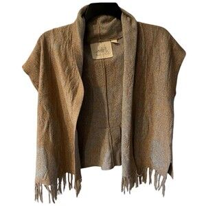 Anthropologie Angel Of The North Fringe Sweater Knit Cardigan Sz S Wool Blend